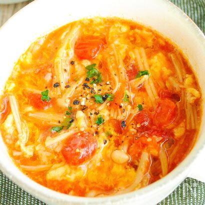 【12kgやせた管理栄養士考案】えのきと卵のトマトスープ♡