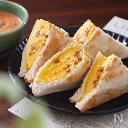 レンジで簡単！厚焼き納豆オムレツサンド