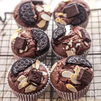 バター不使用！チョコバナナマフィン！混ぜて焼くだけ！