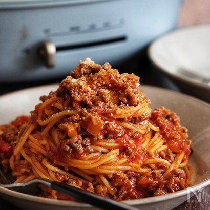 パスタ別ゆで不要!挽き肉たっぷり「ミートソースパスタ」