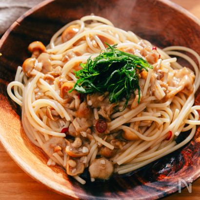 ツルッと食感!なめこペペロンチーノ