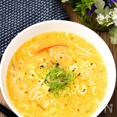 中華屋さんの味を超簡単に再現♪ふわふわ卵とコーンの中華スープ