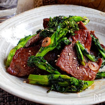 白飯との相性文句無し！菜の花のカルビ焼き