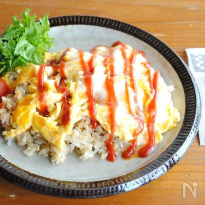 【とろとろ卵のずぼらオムライス】市販の餃子で簡単！