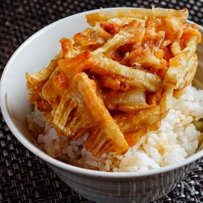 サクッ！と仕上げる【タケノコと海老のかき揚げ丼】