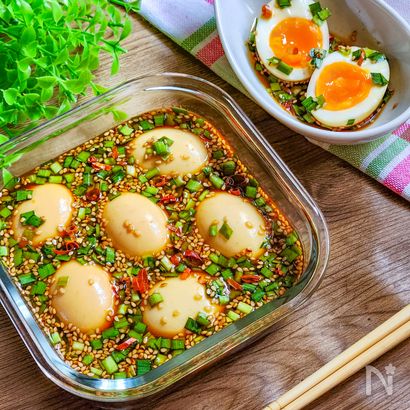 ニラだれで簡単!ピリ辛味たまご