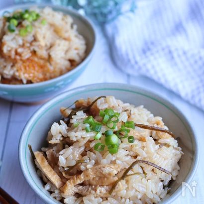 褒められ和食♡塩昆布とお揚げの炊き込みご飯