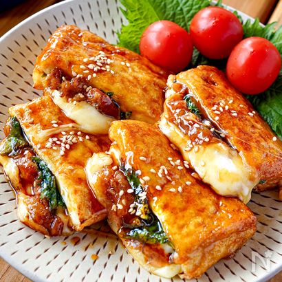 【梅しそチーズ甘辛厚揚げ】10おつまみ♡絶妙な組み合わせ♪