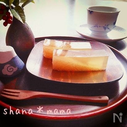 ノンシュガーつるりん2層のりんご寒天♪