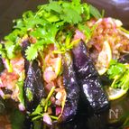 揚げ茄子の紫玉ねぎハーブサラダ