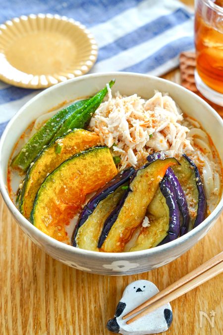 まろやかクリーミー！彩り野菜とささみの豆乳うどん