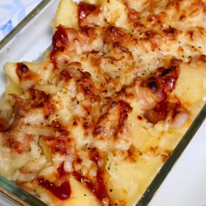viviの作ってみた!投稿(簡単×絶品！ポテトとウインナーのピザ風チーズ焼き)