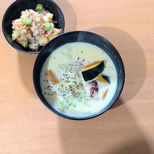 かおちゃんの作ってみた!投稿(かぼちゃと白菜の《トロトロ♡♡豆乳スープ》)