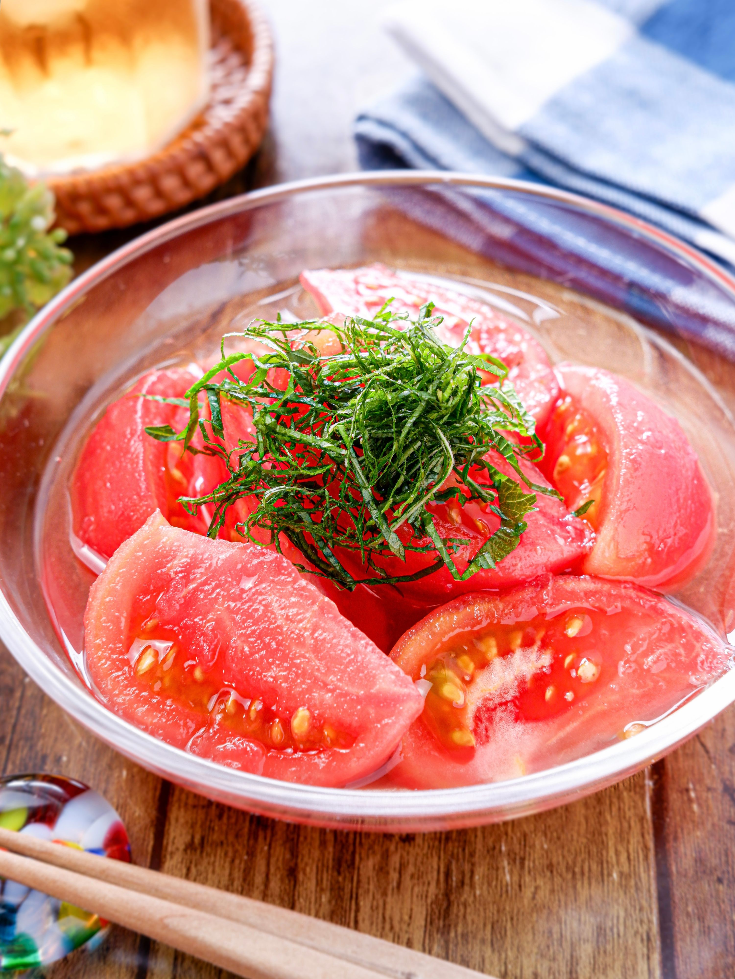 冷やしトマト。 冷やし出汁トマト】切って漬けるだけ♡夏のあと1品に