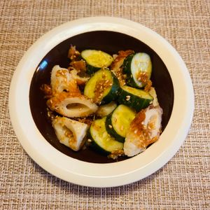 puricoの作ってみた!投稿(切って和えるだけ！きゅうりとちくわの梅おかか和え)