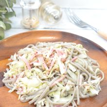 お酢で蕎麦☆キャベツの酢漬けとベーコンのマスタードあえ