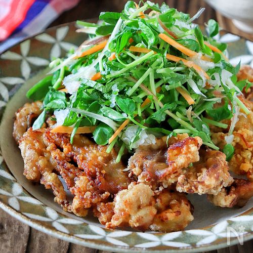 【豚こま唐揚げ】~たっぷり野菜おろし添え