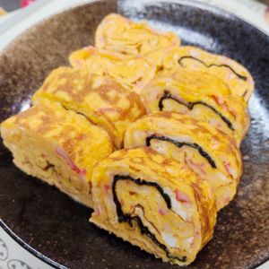 もんぶらん°・*:.。.☆の作ってみた!投稿(ふわふわ甘〜いカニカマ卵焼き【#作り置き #冷凍保存】)