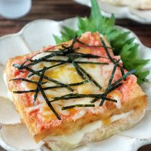 【厚揚げのWチーズ明太マヨ焼き】焼くまで3分おつまみ