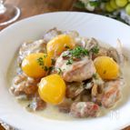 鶏もも肉と舞茸のゴルゴンゾーラソース煮込み
