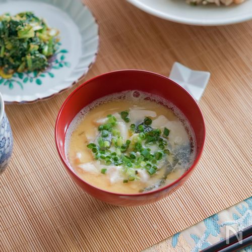【白だし香る和風豆乳スープ】調味料いらず♪5分で♪