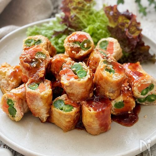 味付けは焼肉のタレのみ!彩り野菜の肉巻き巻き