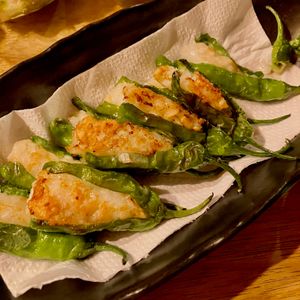 へたれとうふの作ってみた!投稿(ししとうのエビはさみ揚げ)