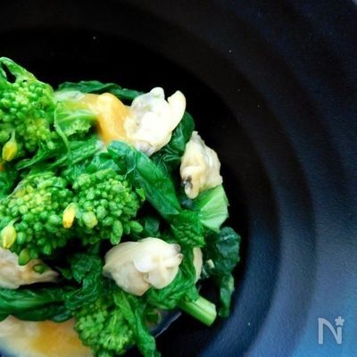菜の花とアサリの辛子酢味噌和え
