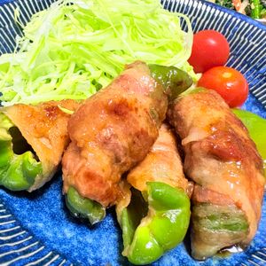 かさやの作ってみた!投稿(肉巻きピーマンのバター醤油照り焼き【#作り置き#冷凍保存】)