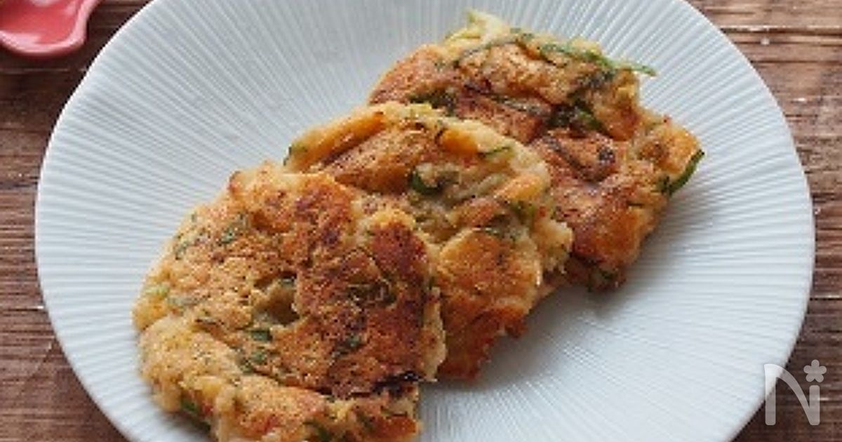 粉不使用！れんこんのキムチーズチヂミ（ 作り置き）