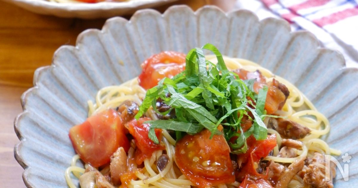 『鯖の味噌煮缶とトマトの絶品和パスタ』