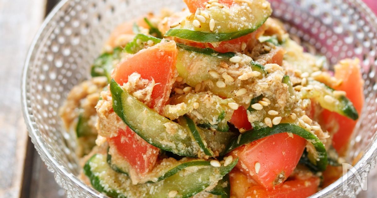 トマトときゅうりの中華風♡ツナごまサラダ【#簡単 #時短】 | レシピ