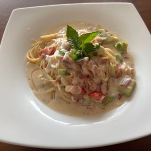 こむぎの作ってみた!投稿(『アボトマクリームパスタ』生クリームいらずの時短ソース)