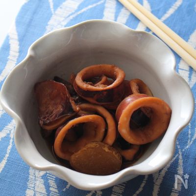 夏イカと新生姜の煮もの。