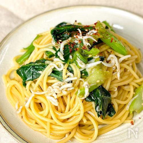 【混ぜるだけ】しらすと小松菜の和風パスタ