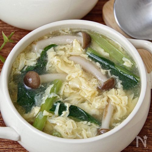 【小松菜とふんわり卵の白だし生姜スープ】ほっとする味わい♡