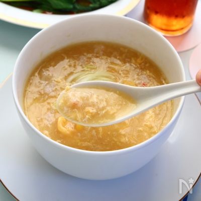 5分で至福のおいしさ♡カニとコーンのとろ~りかきたまスープ