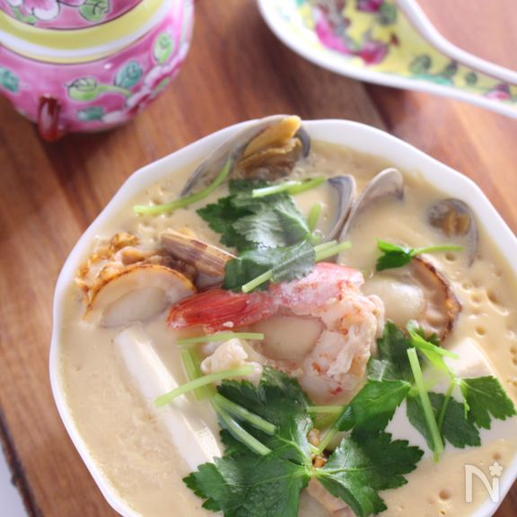 中華風海鮮蒸し豆腐。