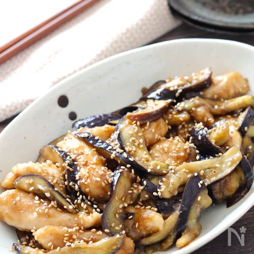 【なすとささみの柚子胡椒テリ炒め】ピリッと美味しいご飯が進む