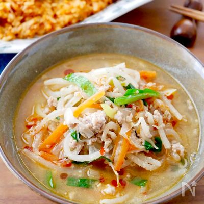 【10分スープ】豚もやしの味噌ごま担々スープ