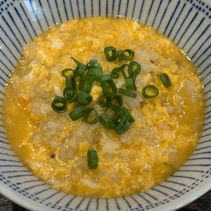 とーるじーじの作ってみた!投稿(ふわとろ中華風たまご雑炊!5分で簡単・美味しい♪)