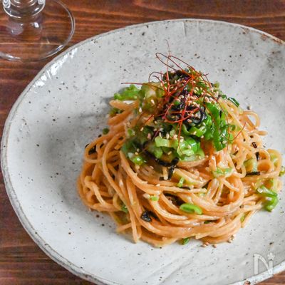 ねぎたっぷり♪やみつき！長ねぎと塩昆布のパスタ