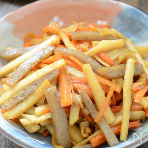 【筍・人参・蒟蒻のきんぴら】ご飯によく合う甘辛味！お弁当にも
