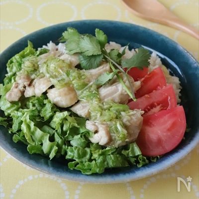 【炊飯器で同時調理】シンガポールチキンライス