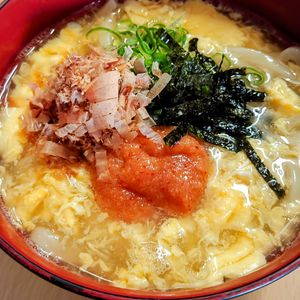 まゆのの作ってみた!投稿(【ふわたま明太とろみうどん】とろ旨！汁まで飲み干すおいしさ！)