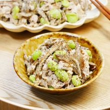 香ばし舞茸と豚しゃぶの豆腐ごま酢和え