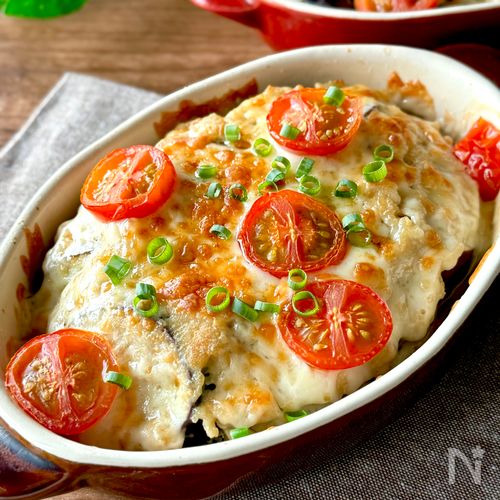 火を使わない!うどんスープで♪【なすの和風ミートグラタン】