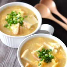 【絹厚揚げのふわ玉とろみスープ】しょうがでポカポカお腹も満足
