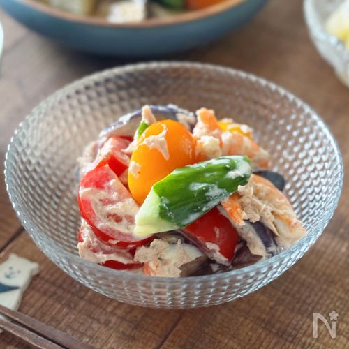 夏野菜の七味マヨサラダ