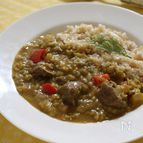 夏むき♪牛タンと緑豆のカレー